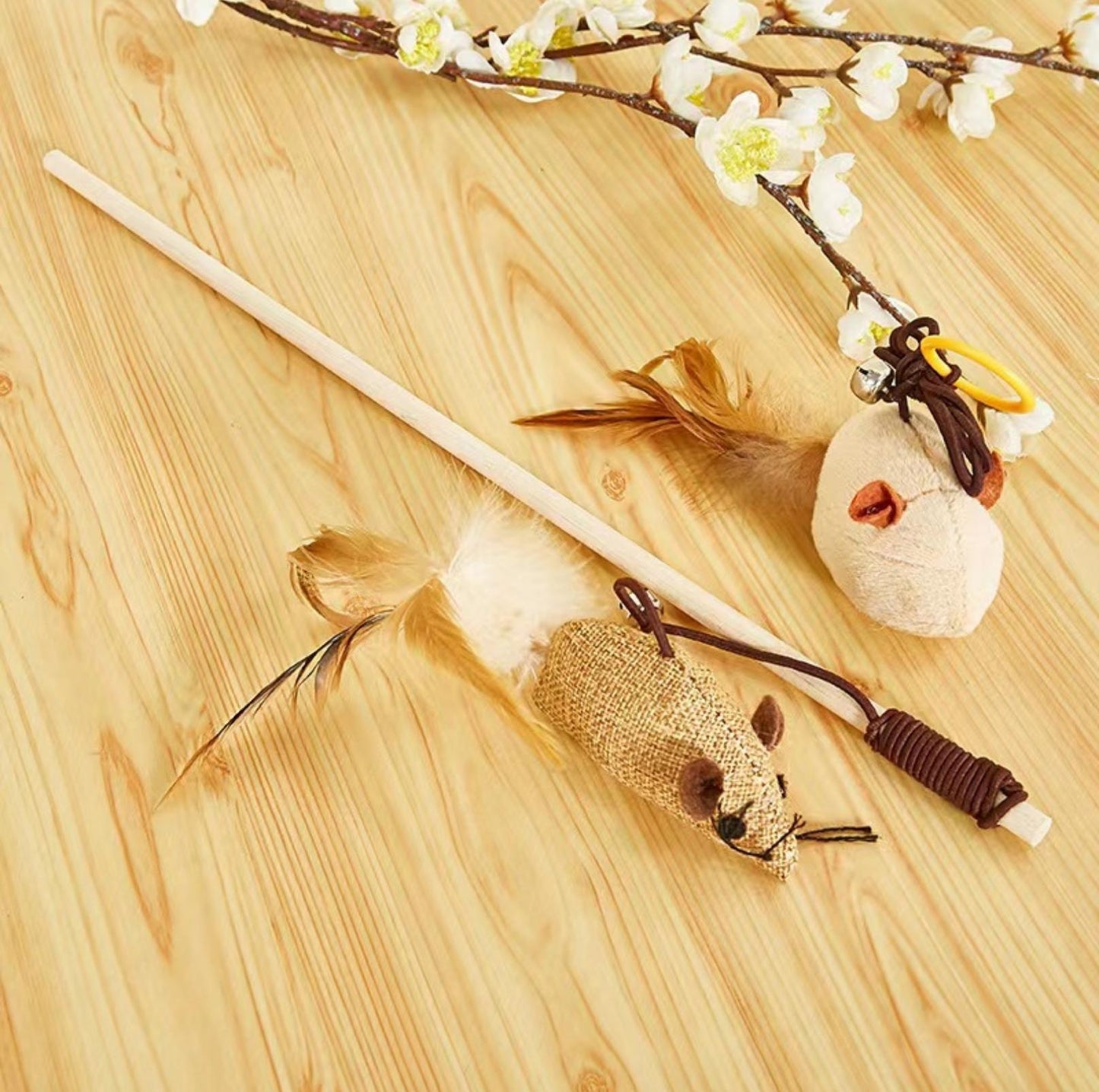 Wooden Cat Stick And Toys Kit With 7 Pieces - {{product.type}} - PawPawUp