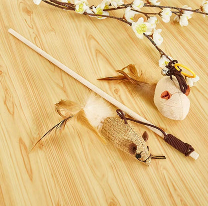 Wooden Cat Stick And Toys Kit With 7 Pieces - {{product.type}} - PawPawUp