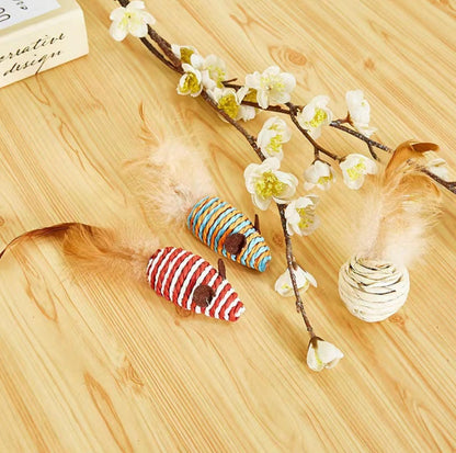 Wooden Cat Stick And Toys Kit With 7 Pieces - {{product.type}} - PawPawUp