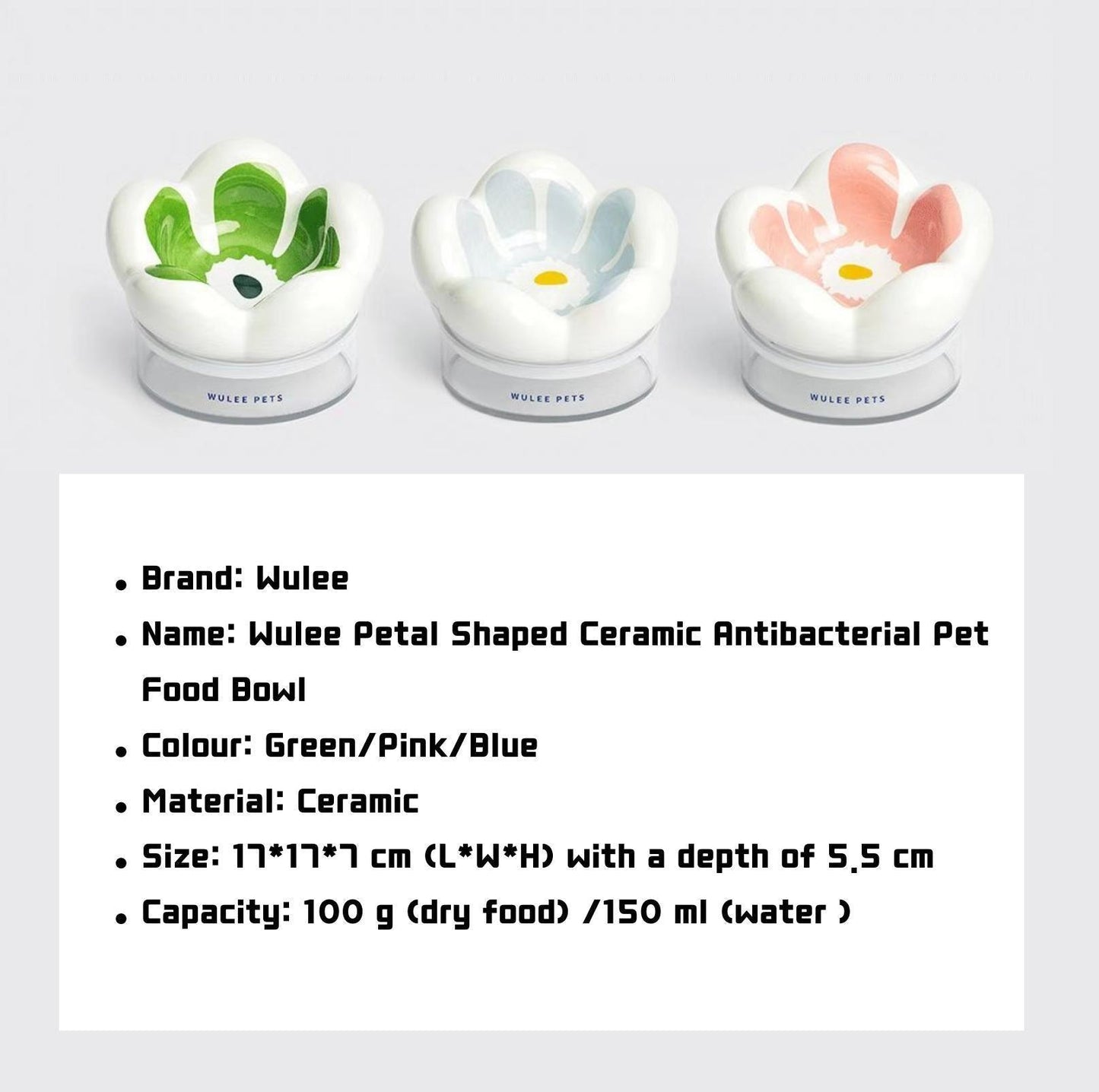 Wulee Petal Shaped Ceramic Antibacterial Pet Cat Bowls Small Dog Bowls - {{product.type}} - PawPawUp