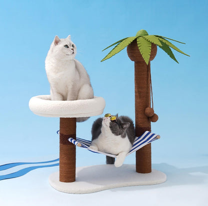 ZeZe Coconut Tree Style Cat Scratching Post With Nest - {{product.type}} - PawPawUp