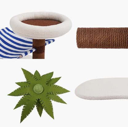 ZeZe Coconut Tree Style Cat Scratching Post With Nest - {{product.type}} - PawPawUp