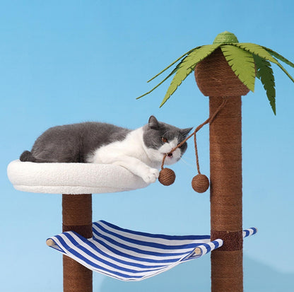 ZeZe Coconut Tree Style Cat Scratching Post With Nest - {{product.type}} - PawPawUp