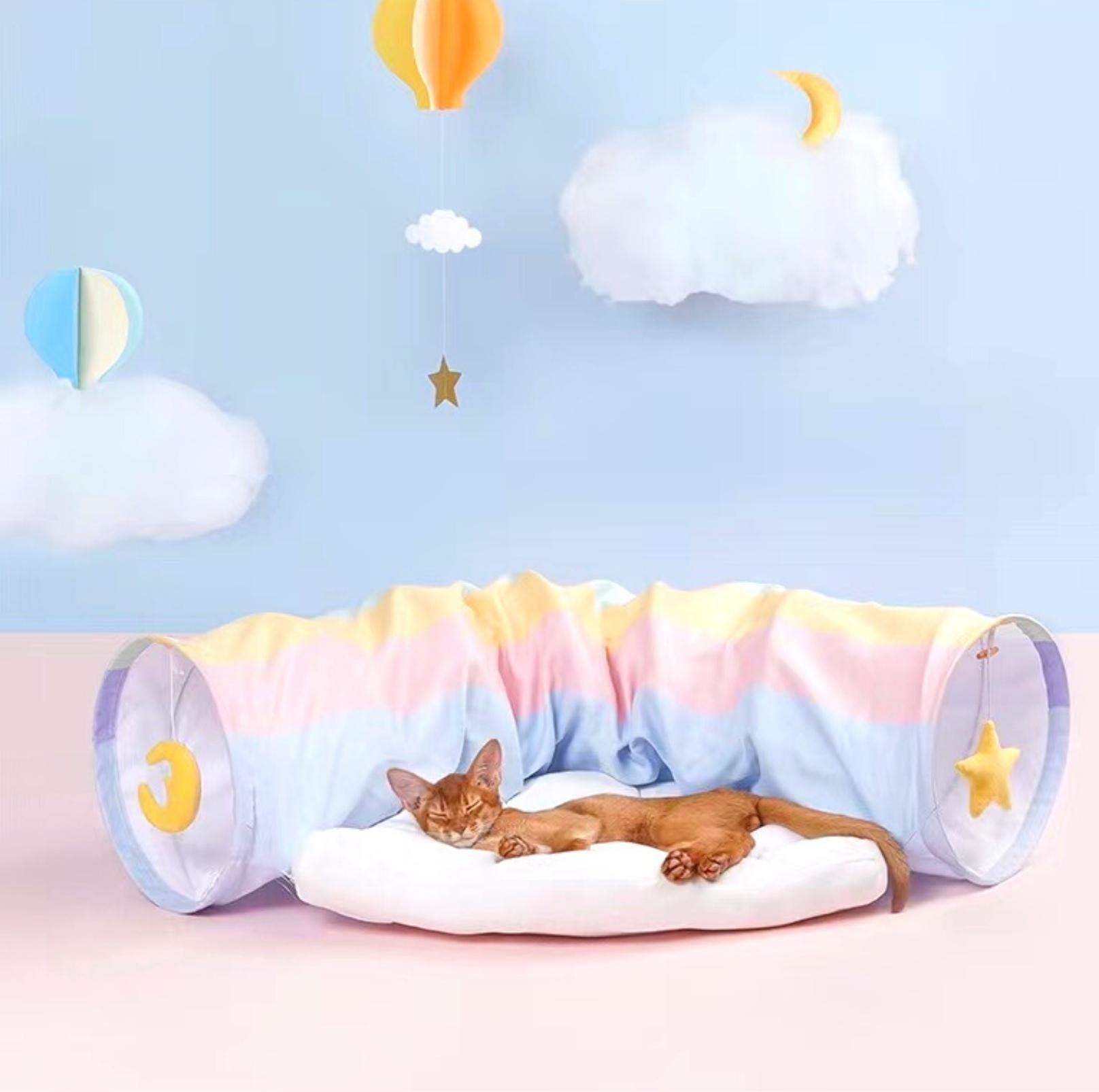 ZeZe Rainbow Tunnel Toys and Removable Cat Bed - {{product.type}} - PawPawUp