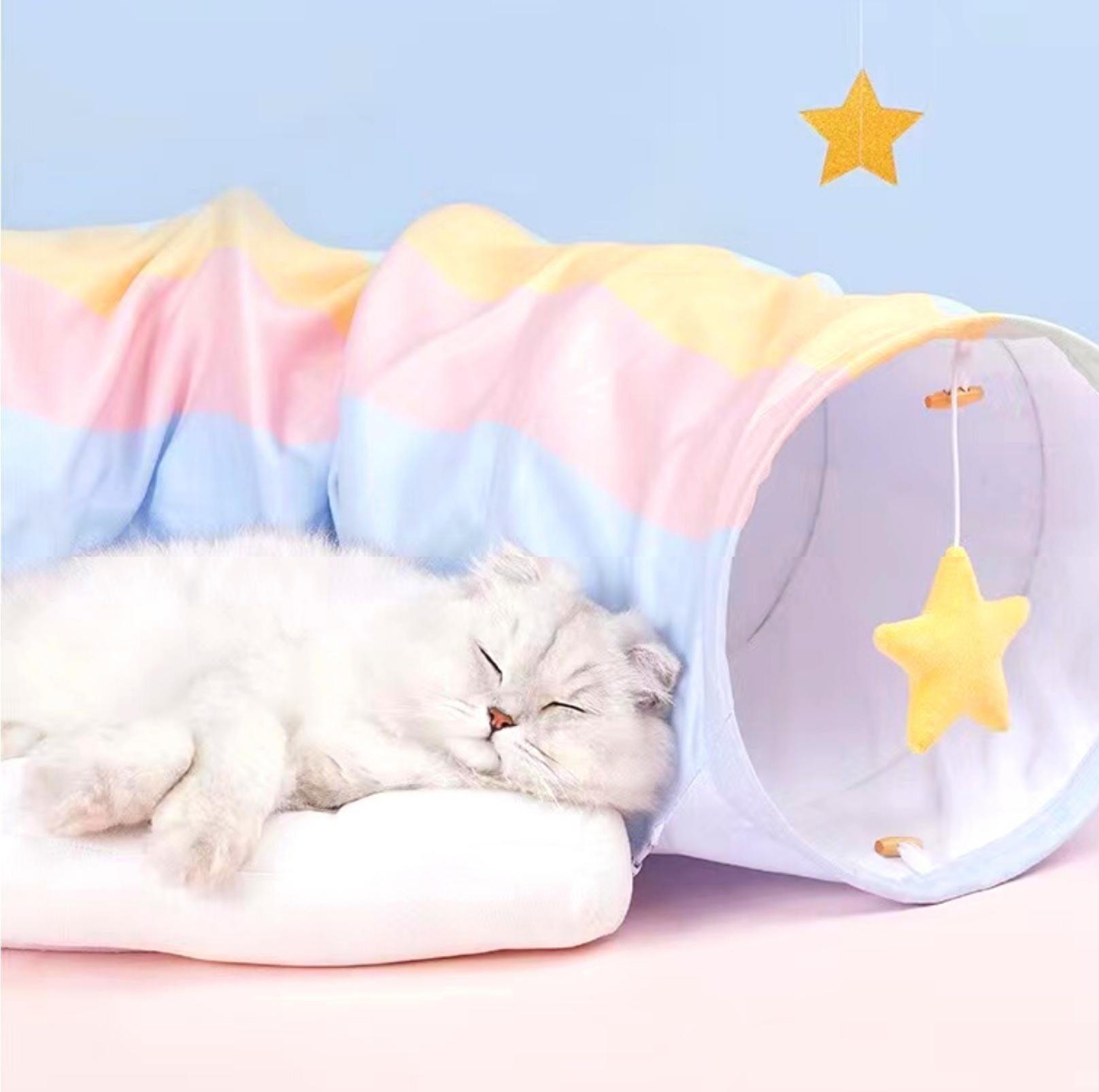 ZeZe Rainbow Tunnel Toys and Removable Cat Bed - {{product.type}} - PawPawUp