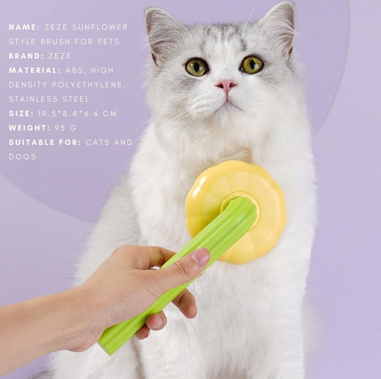 Zeze Sunflower Style Pet Cat Dog Brush - {{product.type}} - PawPawUp